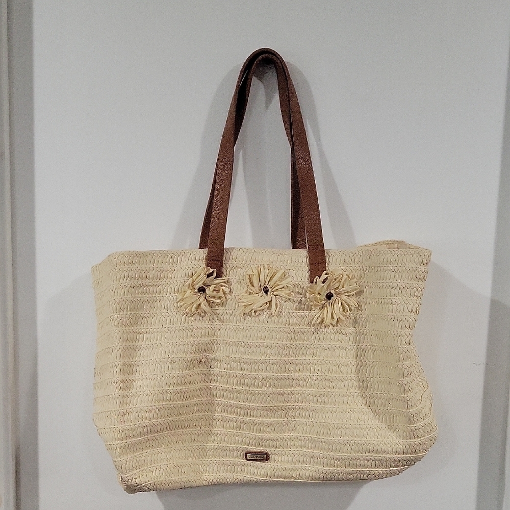 Beige Floral Tote Bag